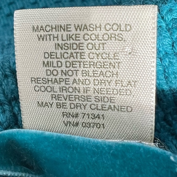 L.L.Bean Long Sleeve Mock Neck Cardigan With Angora Medium Turquoise Size L - Picture 6 of 7